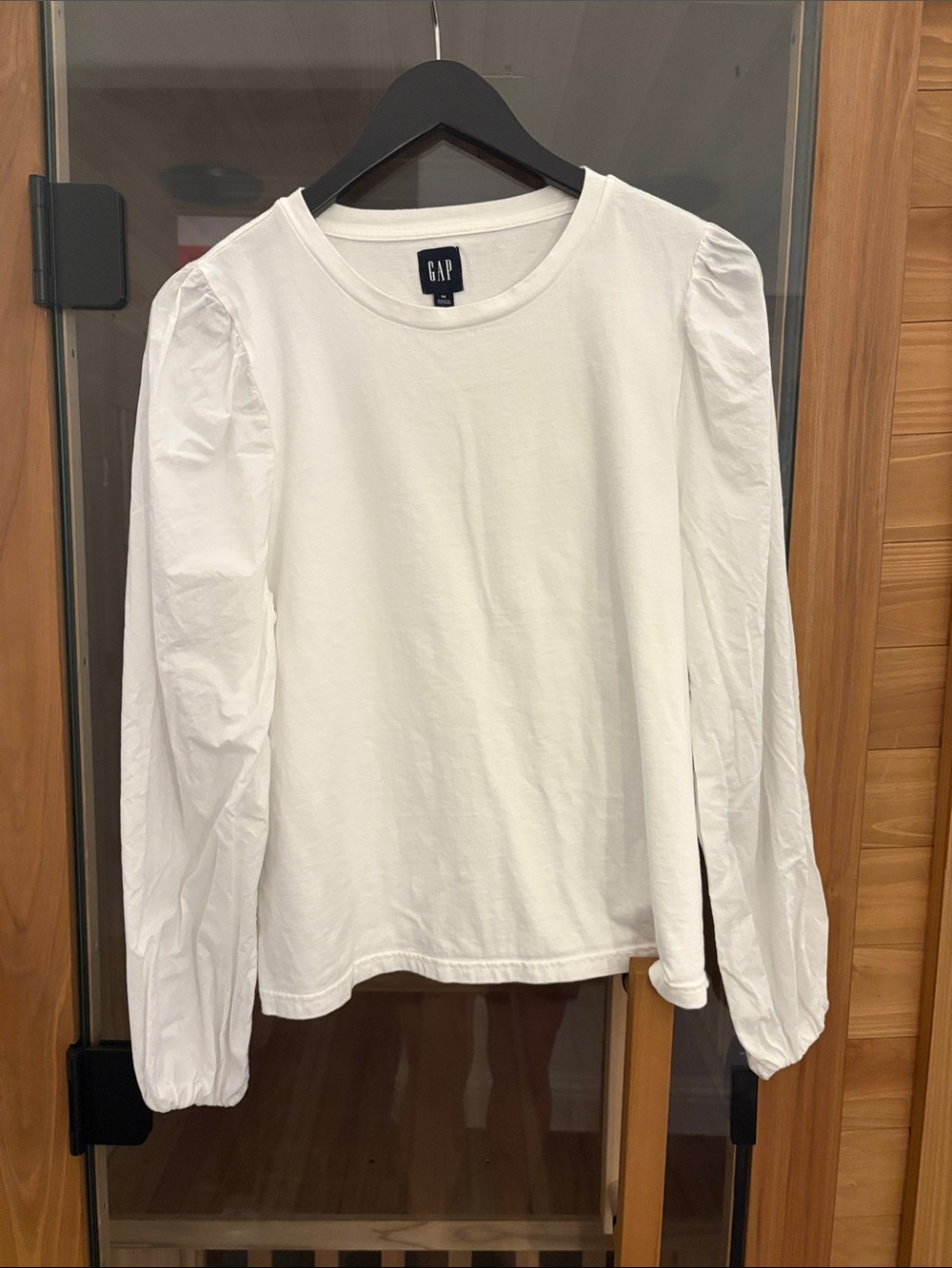 GAP White Long-Sleeve Puff Shoulder Tee